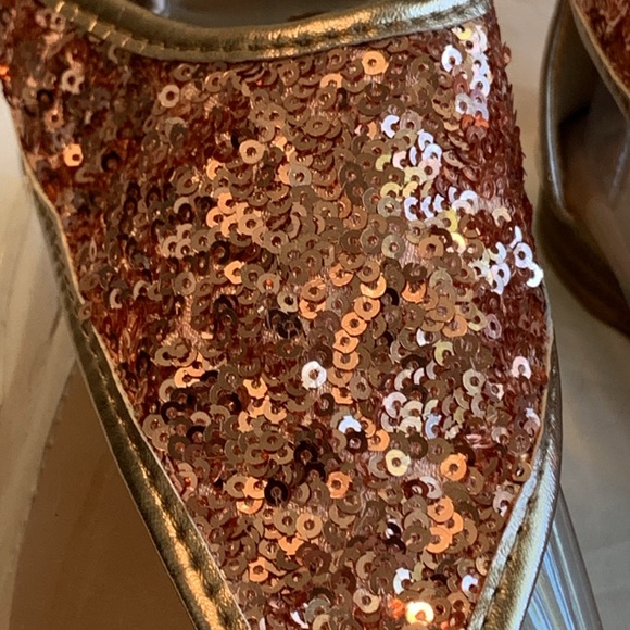Rose gold sequins & faux leather sandals - Picture 5 of 9